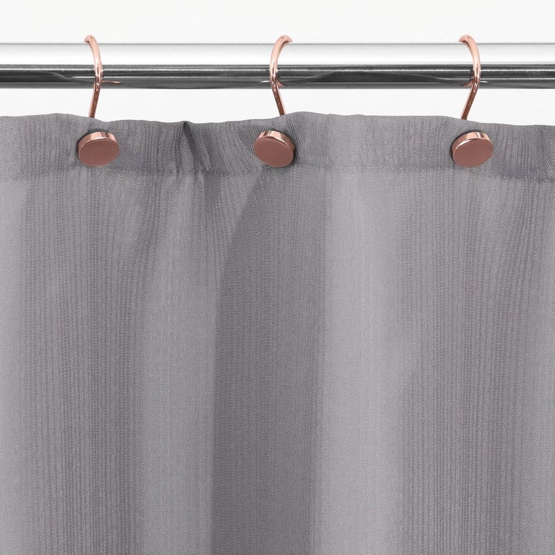 Popkozzi Rose Gold Shower Curtain Hooks Rings: Round Button Design Rustproof Heavy Metal Shower Curtain Rings for Bathroom - Modern Simple Decorative Shower Curtain Hangers for Shower Rod - Set of 12 - Image 4